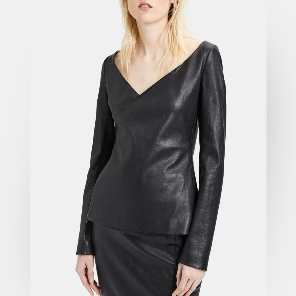 Theory Leather Fitted Wrap NWT